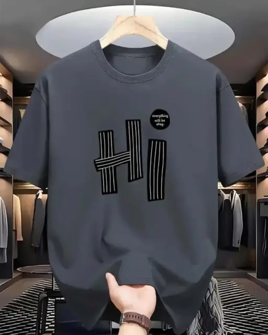 HI  | men printed round neck tshirt