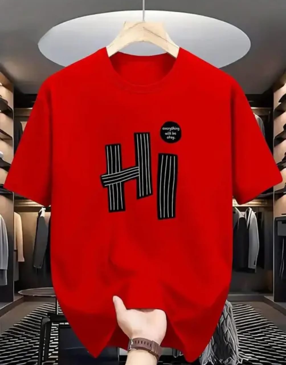 HI  | men printed round neck tshirt